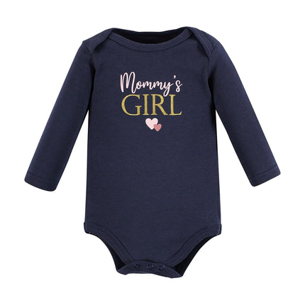 Hudson Baby Bodysuits de manga larga de algodón unisex para bebé, niña Mommy Pink Navy paquete de 3, 18-24 meses