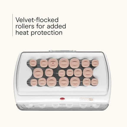 INFINITIPRO BY CONAIR Ceramic Flocked - Hot Rollers for Long, Medium, and All Hair - Hair Curler - Hair Roller Clips Included - 1 1/4-inch, 1-inch, and 3/4-inch Rollers