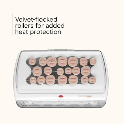 INFINITIPRO BY CONAIR Ceramic Flocked - Hot Rollers for Long, Medium, and All Hair - Hair Curler - Hair Roller Clips Included - 1 1/4-inch, 1-inch, and 3/4-inch Rollers