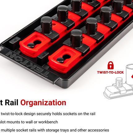 TEKTON 1/2 Inch Drive Deep 12-Point Socket Set with Rails and Tray, 23-Piece (10-32 mm) | SHD92121