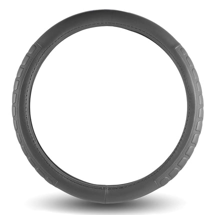 FH Group FH2006GRAY Steering Wheel Cover Microfiber Embossed Leather Gray Will Fit Most Cars, Trucks and SUVs Standard Size 14.5� � 15.5�
