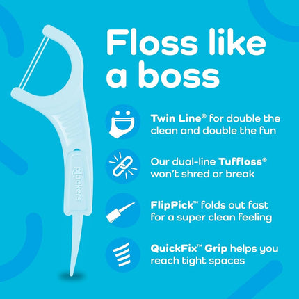 Plackers Twin-Line Dental Floss Picks, 75 Count (Pack of 4)