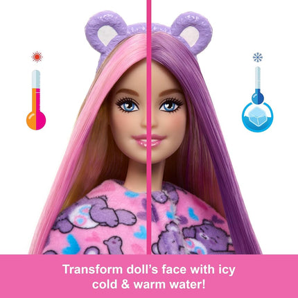 Barbie Cutie Reveal Doll & Accessories, Care Bears Series with Share Bear Plush Costume & 10 Surprises Including Color Change & Mini Bear, JCN94