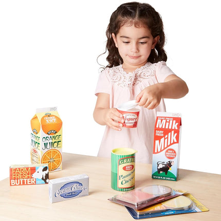 Melissa & Doug Fridge Groceries Play Food Cartons (8 pcs) - Toy Kitchen Accessories
