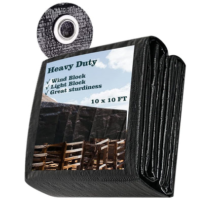 UCINNOVATE Black Plastic Tarp 10ft×10ft Waterproof