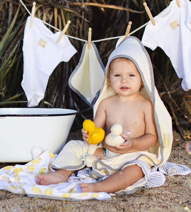 Burt's Bees Baby - Serviettes à Capuche, Éponge Tricotée Absorbante, Simple Épaisseur Super Douce, 100 % Coton Biologique (Petits Canards, Lot de 2)