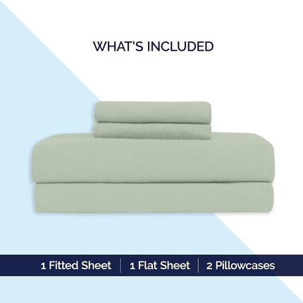 Elegant Comfort Soft 4-Piece 100% Turkish Cotton Flannel Sheet Set - Premium Quality, Deep Pocket Fitted Sheet, Ultra Soft, Cozy Warm Flannel Sheets - King, Mint Green