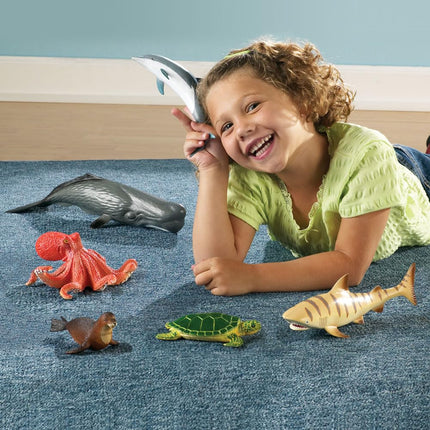 Learning Resources Jumbo Ocean Animals I Octopus, Whale, Shark, Sea Turtle, Seal, and Dolphin, 6 Animals