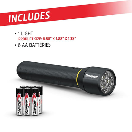 Energizer LED Flashlight Vision PRO, Ultra Bright 1000+ Lumens, IPX4 Water Resistant, Aircraft-Grade Aluminum LED Light, Rugged Metal Flash Light for Outdoors, Emergency Power Outage, Black