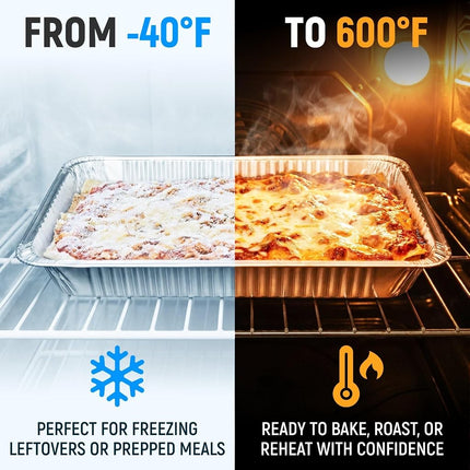 Paclord Aluminum Foil Pans - Full-Size 21" x 13", Pack of 25 - USA-Made Disposable Aluminum Trays for Steam Table & Chafing Racks - Great for Baking, Catering, BBQ, Parties, Food Delivery