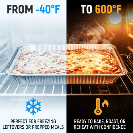 Paclord Aluminum Foil Pans - Full-Size 21" x 13", Pack of 50 - USA-Made Disposable Aluminum Trays for Steam Table & Chafing Racks - Great for Baking, Catering, BBQ, Parties, Food Delivery