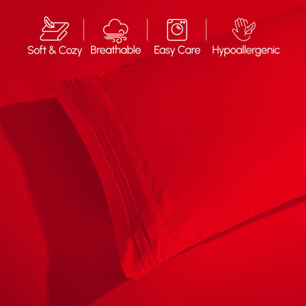 Elegant Comfort Luxurious 1500 Premium Hotel Quality Microfiber 4-Piece Sheet Set, 18-24 Inches Deep - Extra Deep Pocket Sheets - Ultra Soft 4PC Deep Pocket Sheets, King, Red
