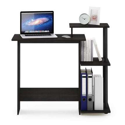 Furinno EFFICIENT Desk, Gaming Desk, with 3 Open Side Shelves, Laptop Notebook Computer Desk,Office Desk for Home Office, Study Room, Dorm, Espresso