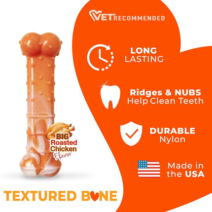 Nylabone Limited Edition 70th Birthday Original Bone Power Chew Toy for Dogs, Durable & Tough Dog Toys for Aggressive Chewers, Roasted Chicken Flavor, Medium - Up to 35 lbs (1 Count)
