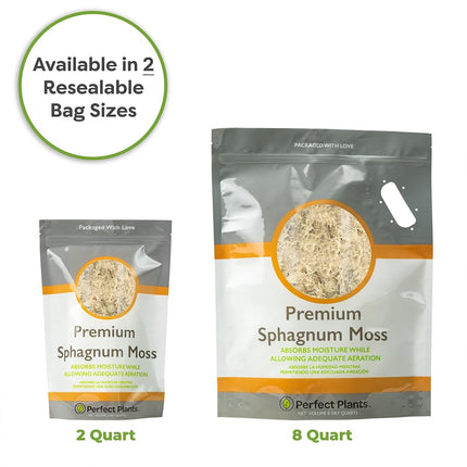 Perfect Plants Premium sphagnum moss in 2qt. resealable bag, long-fibre, sustainably harvested moss, for all orchid varieties