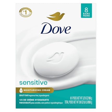 Dove Sensitive Skin Beauty Bar, 4 Ounce, 8 Count (