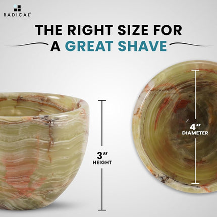 Radical Marble Shaving Bowl 3'' Inches Green Onyx Handmade for Men - Shaving Soap Bowl Barber Accessories, Shaving Kit Bowl for Shaving Gel