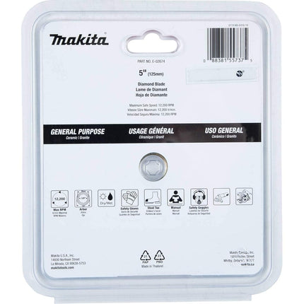 Makita E-02674 Lame diamantée 5", jante continue, usage général