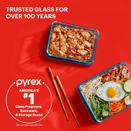Pyrex Simply Store Glass Round Food Container Set with Multi-Colored Lids (14-Piece)