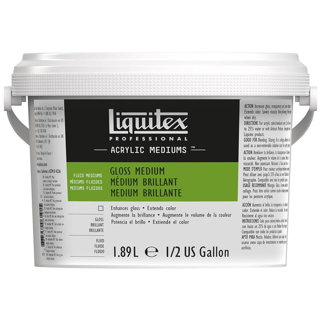 Liquitex 5338 Professional Gloss Medium and Varnish for Acrylic Paints, Increases the Shine of Acrylic Paints and Improves Colour Film and Colour Depth - 1.89 Bottle, Transparent