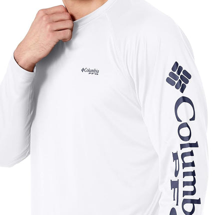 Columbia Men's Terminal Tackle Long Sleeve Shirt, White/Nightshade Logo, 1X