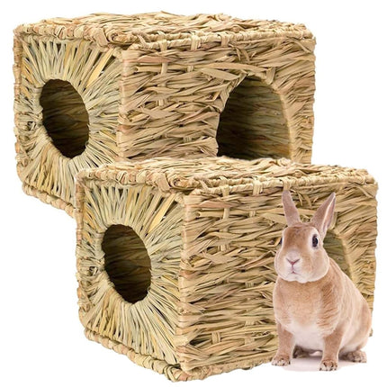 Auto-plaza Foldable Grass Woven Animal Hut Bunny H