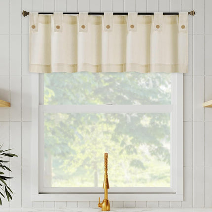 Archaeo Cotton Blend Button Tab Top Cafe Curtains,