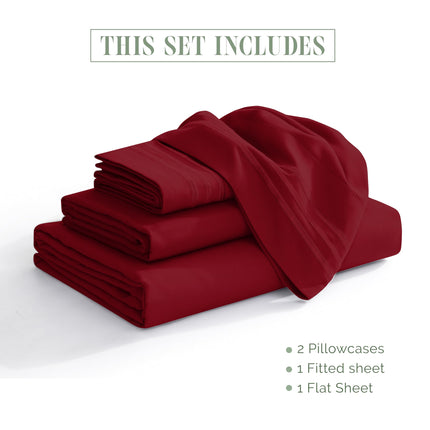 Elegant Comfort Luxurious 1500 Premium Hotel Quality Microfiber 4-Piece Sheet Set, 18-24 Inches Deep - Extra Deep Pocket Sheets - Ultra Soft 4PC Deep Pocket Sheets, King, Burgundy