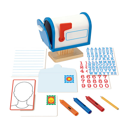 Melissa & Doug Mi propio buzón de correo, juego de actividad de madera (buzón de juguete de imitación)