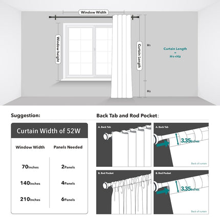 Deconovo Blackout Curtains for Kitchen Window, Back Tab and Rod Pocket Curtains, Room Darkening Curtains, 52x45 Inch, Light Beige, 2 Panels