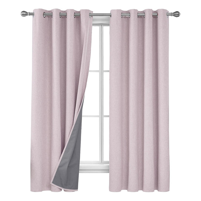 Deconovo Linen-Look 100% Blackout Curtains, Therma
