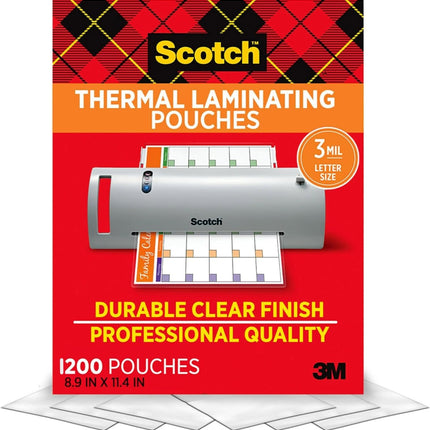 Scotch Thermal Laminating Pouches, 3 Mil Letter Si