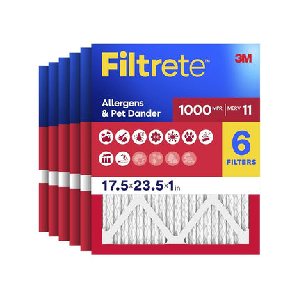 Filtrete 17.5x23.5x1, AC Furnace Air Filter, MPR 1, Micro Allergen Defense, 6-Pack