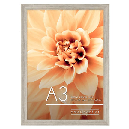 Americanflat A3 Picture Frame in Driftwood - Engineered Wood with Shatter Resistant Glass - Horizontal and Vertical Formats for Wall - 29.7x42 cm
