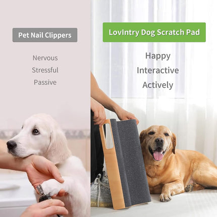 LovIntry M-Shaped Dog Scratch Pad for Nails with Treat Box, Dog Nail Scratch Board for Large Dogs, Dog Nail File Toy and Shorten Dog’s Side Nail Easier (with Treat Box, L)