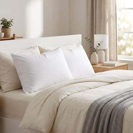 East Coast Bedding Balanced Dream Almohada de plumas de ganso 50/50, tamaño Queen, 50x75 cm, soporte medio con funda 100% algodón – Paquete individual