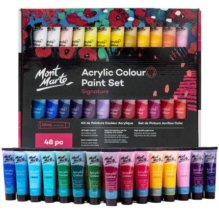 MONT MARTE Acrylic Paint Set, 48 x 36ml, Semi-Matt