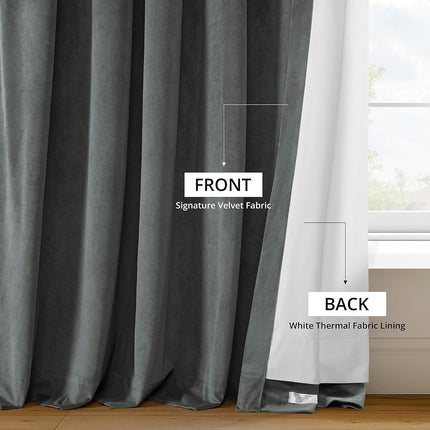 HPD Half Price Drapes Cortinas Blackout Térmicas para Ventana de Terciopelo Extragrande Signature de 84 Pulgadas de Largo, 1 Panel, Forro de Hotel de 4 Pasos, para Dormitorio 100W x 84L, Gris Natural, 100" An x 84" L (Paquete de 1)