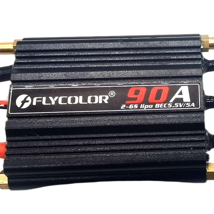 Flycolor 90A Waterproof Brushless ESC Electronic Speed Controller with 5.5V/5A BEC and XT90 4.0mm Banana Head Connector for Model Ship RC Boat