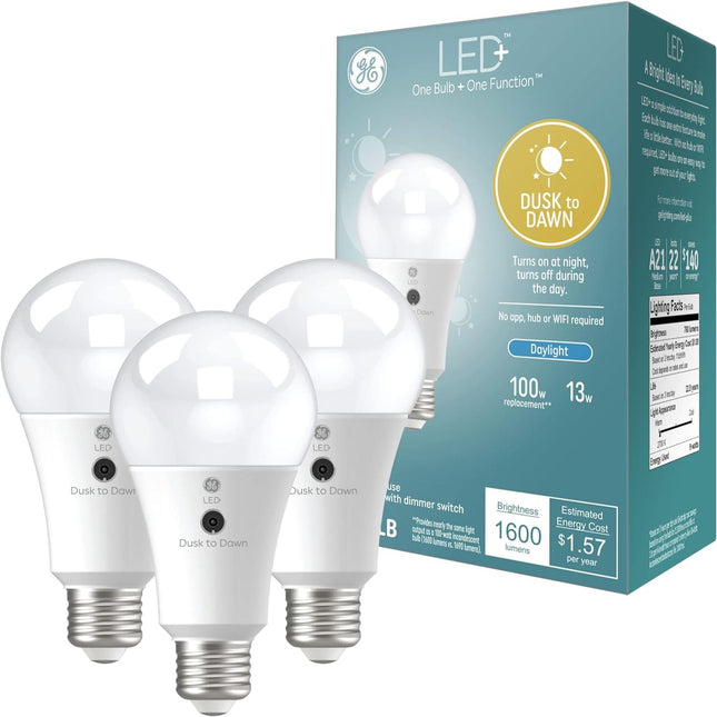 GE LED+ Dusk to Dawn A21 LED Light Bulb, Automatic