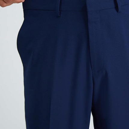 J.M. Haggar Men's Jm Haggar Sharkskin Superflex Waist Straight Fit Flat Front, Blue, 36W x 29L