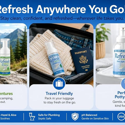 Refresh Liquid Wipe, Toilet Paper Foam (10.14 Fl Oz (Combo Pack), Original Foam)