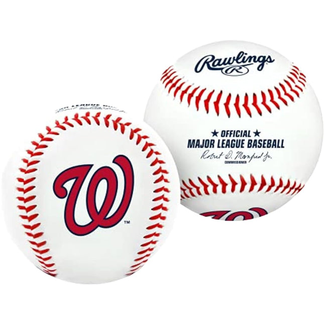 Rawlings MLB Nationals Team Logo Baseball, Official, White
