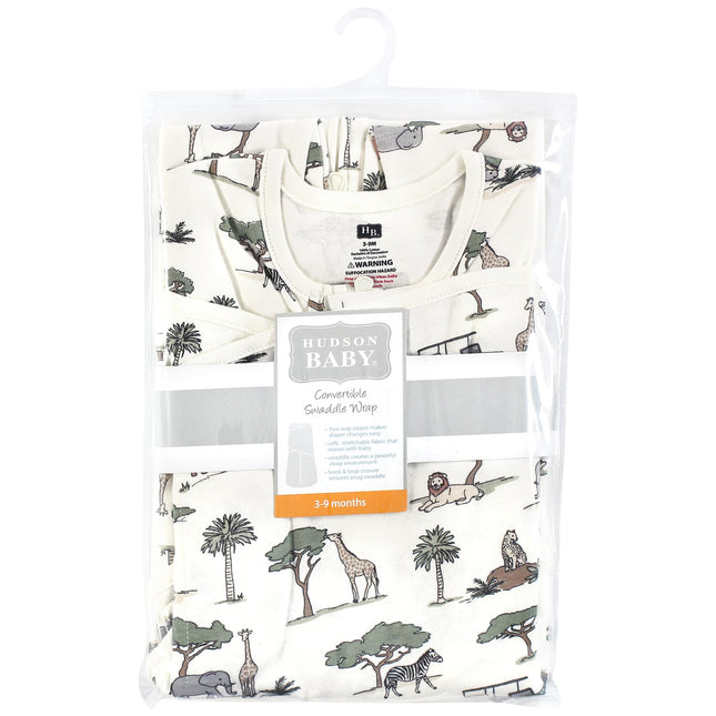 Hudson Baby Unisex Baby Convertible Swaddle Sleep Sack, Going on Safari, 0-3 Months