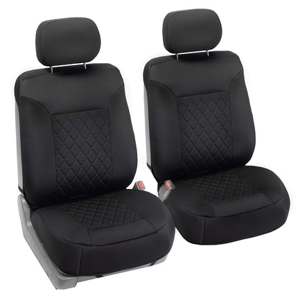 FH Group Front Set Neosupreme Car Seat Cover for Low Back Seats with Removable Headrest, Universal Fit, Airbag Compatible, Car Seat Cover for SUV, Solid Black