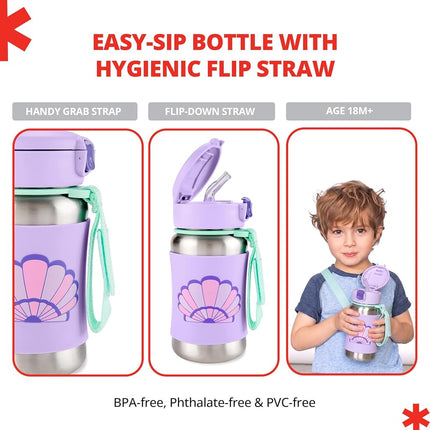 Skip Hop Spark Style Stainless Steel Straw Bottle - Seashell