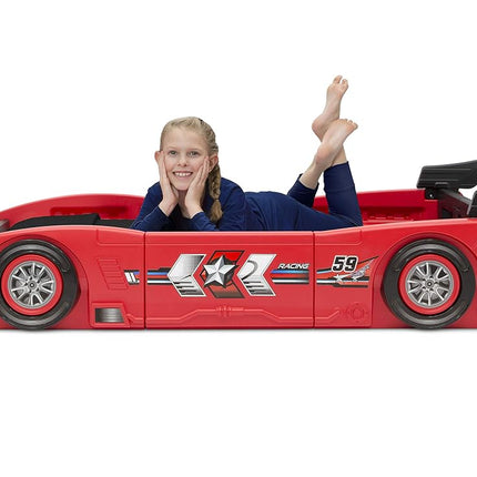 Delta Children Grand Prix Race Car Child and Double Bed, Plastic, Black, 94,49x45,34x21,47 inch (Pack of 1)