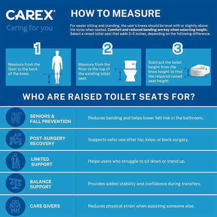 Carex Elongated Hinged Toilet Seat Riser, Adds 3.5 Inches of Height to Toilet, 300 Pound Weight Capacity, Hinged for Easy Cleaning
