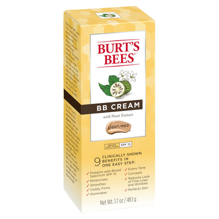 Burt's Bees Bb Cream FPS 15 Ligero/Medio 1.7oz Base de Maquillaje, 48.1 mililitros