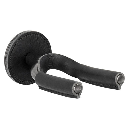 Levy's Leathers Forged Steel Guitar Hanger; Smoked Metal with Black Veg-Tan Leather Yoke Wraps (LVY-FGHNGR-SMBK)